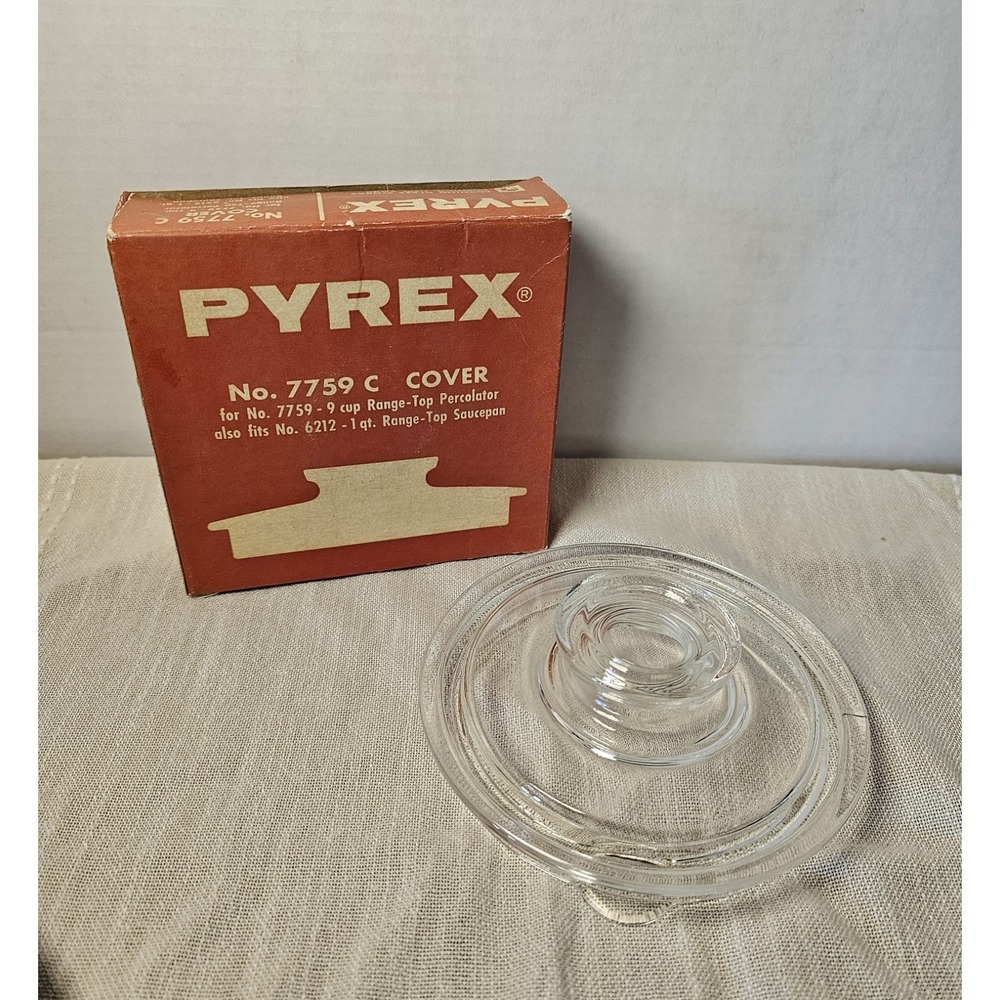 Vintage Pyrex 7759C Clear Cover Percolator Saucepan Lid NIB